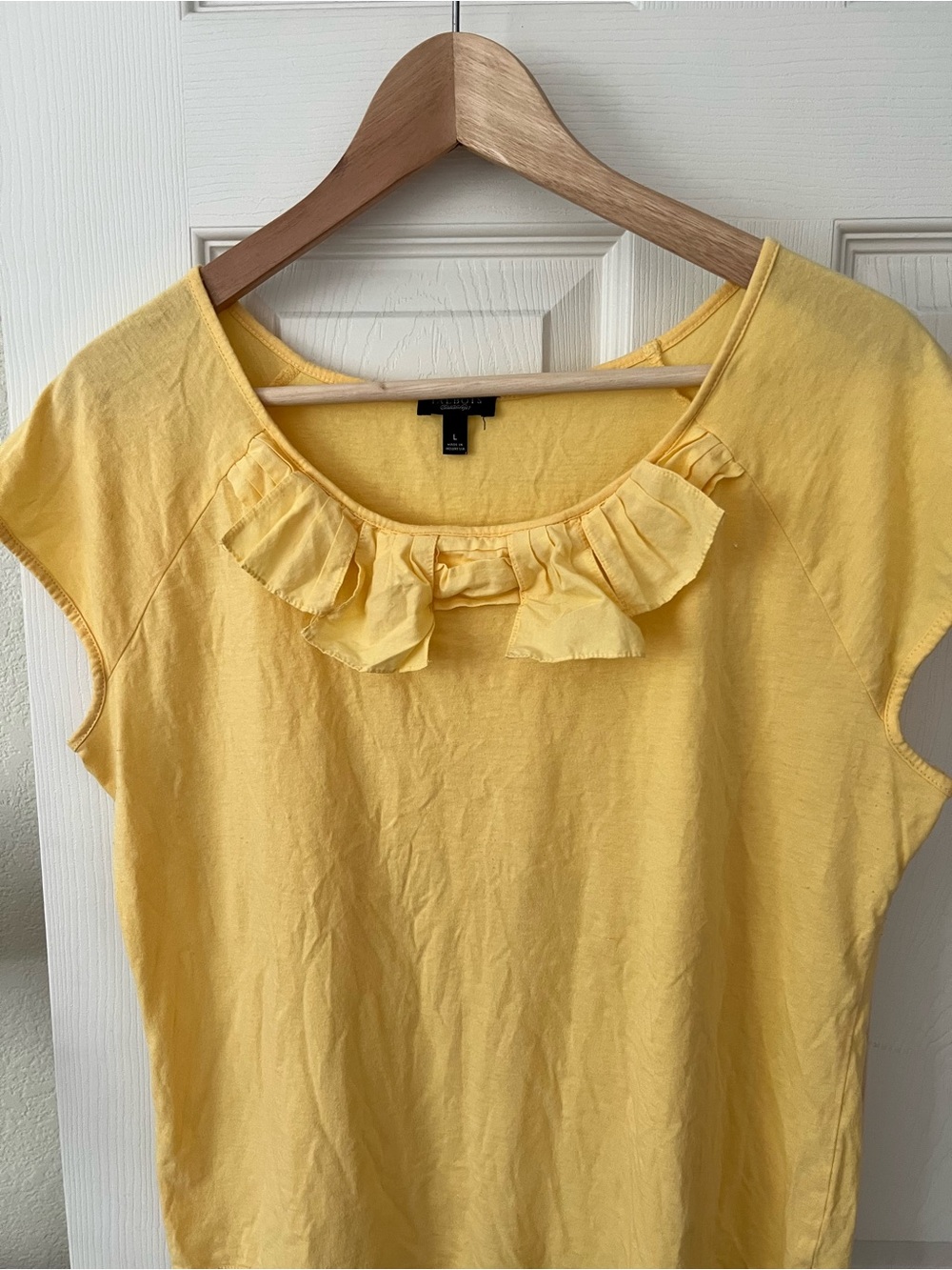 Talbots Yellow Ruffle Neck Top - Picture 3 of 8